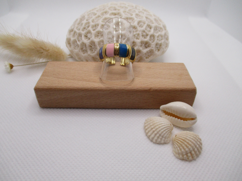 Bague en acier inoxydable et émail