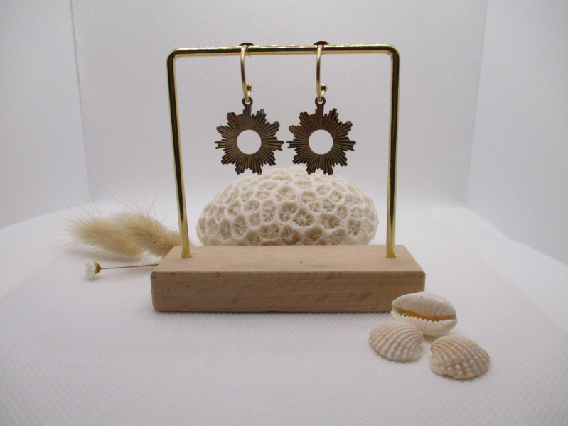 Boucles d'oreilles soleil en acier inoxydable doré