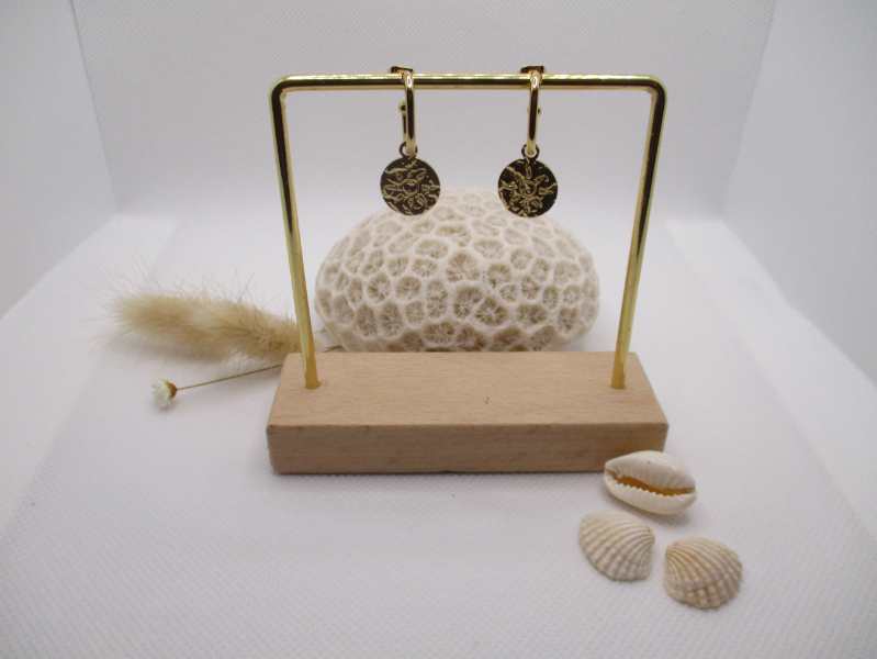 boucles d'oreilles soleil acier inoxydable doré