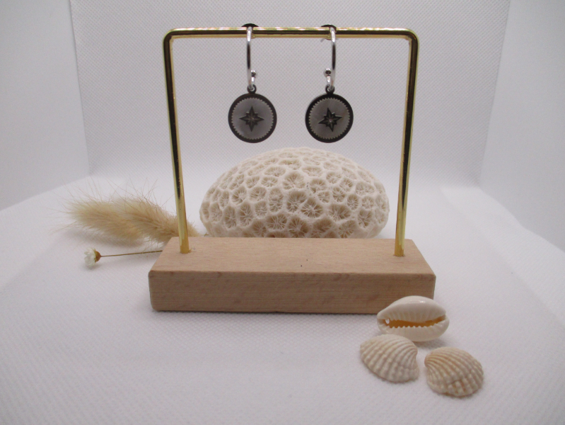 Boucles d'oreilles en nacre et étoile du nord