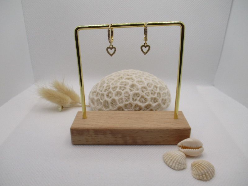 Boucles d'oreilles cœur argenté et plaqué or